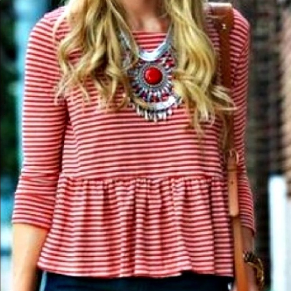 Free People Striped Peplum Top